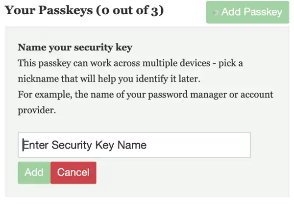 Naming Passkey